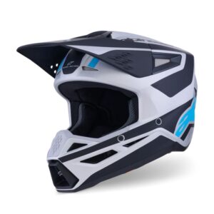 CASCO ALPINESTAR S-M3 HEAT SILVER BLUE BLACK MATT