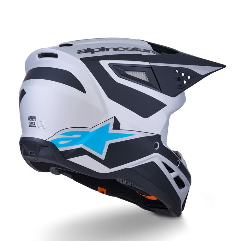CASCO ALPINESTAR S-M3 HEAT SILVER BLUE BLACK MATT