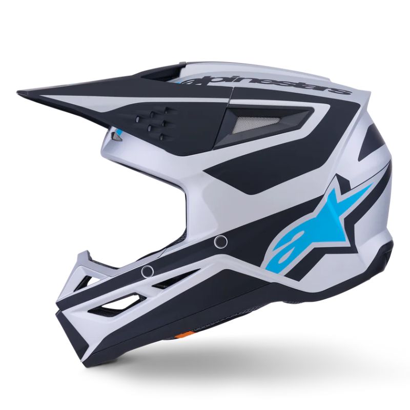 CASCO ALPINESTAR S-M3 HEAT SILVER BLUE BLACK MATT