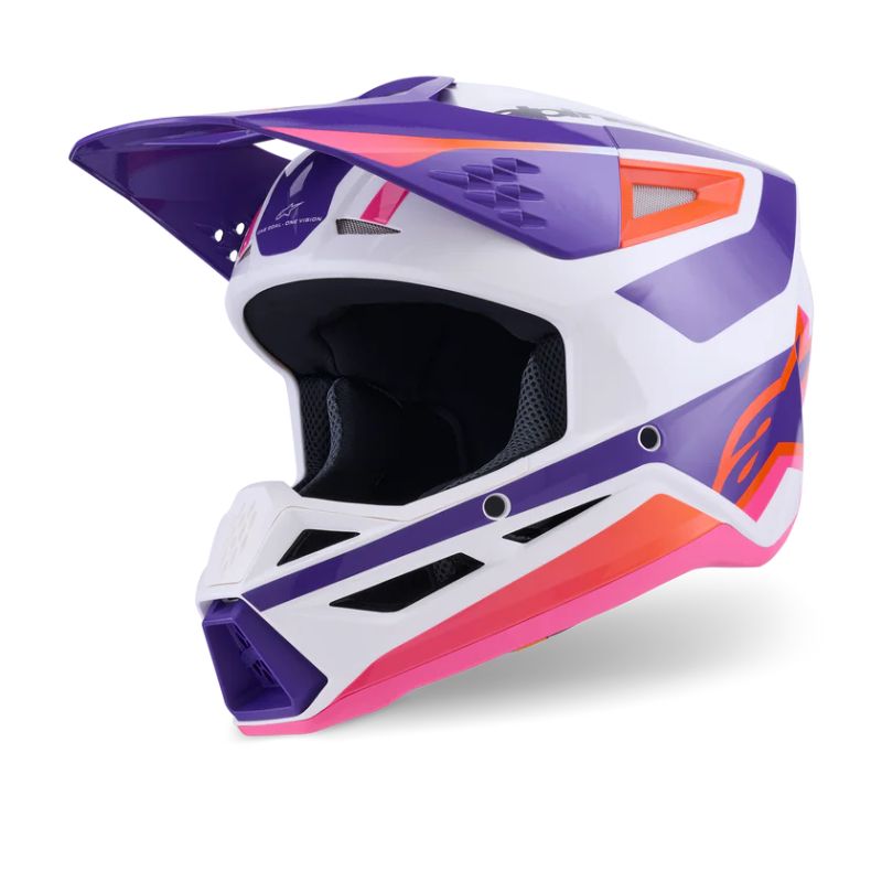 CASCO ALPINESTAR S-M3 HEAT WHITE PURPLE PINK GLOSS
