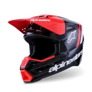 CASCO ALPINESTAR S-M3 RADIUM BLACK RED FLUO WHITE GLOSSY