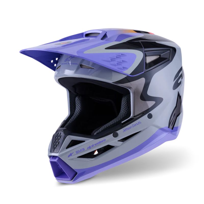 CASCO ALPINESTAR S-M3 YOUTH JETTSON GRAY PURPLE BLACK GLOSSY
