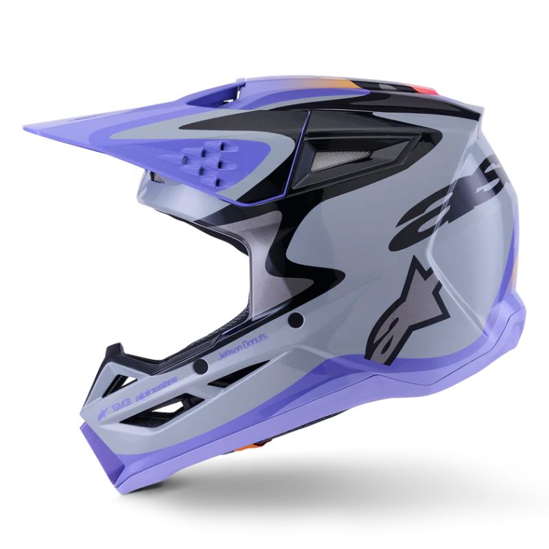 CASCO ALPINESTAR S-M3 YOUTH JETTSON GRAY PURPLE BLACK GLOSSY