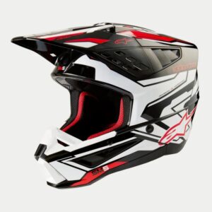 CASCO ALPINESTAR S-M5 ACTION 2 BLACK WHITE BRIGHT RED GLOSSY