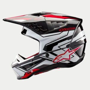 CASCO ALPINESTAR S-M5 ACTION 2 BLACK WHITE BRIGHT RED GLOSSY