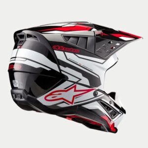 CASCO ALPINESTAR S-M5 ACTION 2 BLACK WHITE BRIGHT RED GLOSSY