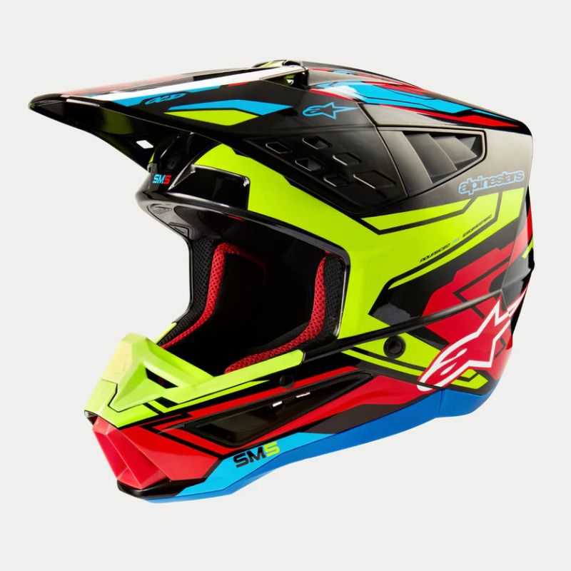 CASCO ALPINESTAR S-M5 ACTION 2 BLACK YELLOW FLUO BRIGHT RED G