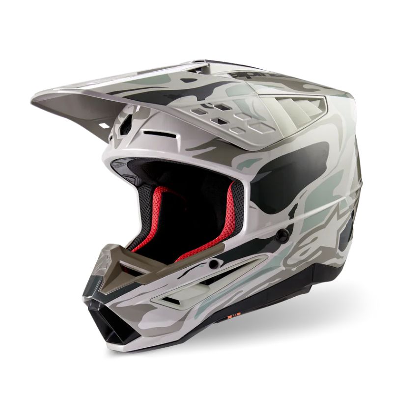 CASCO ALPINESTAR S-M5 MINERAL WARM GRAY CELADON GREEN GLOSSY
