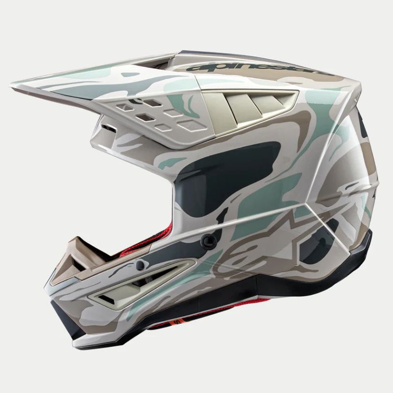 CASCO ALPINESTAR S-M5 MINERAL WARM GRAY CELADON GREEN GLOSSY