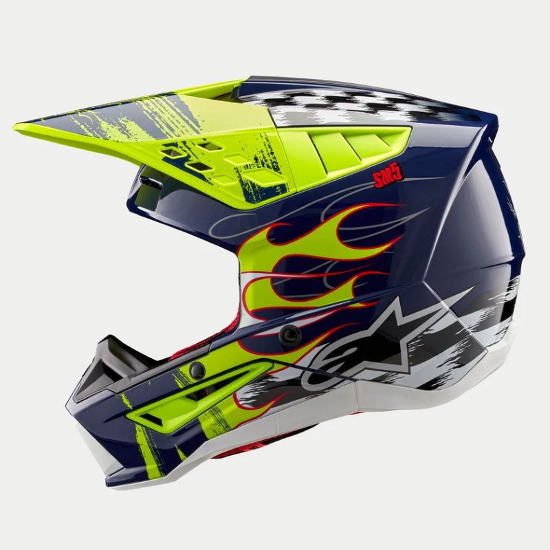 CASCO ALPINESTAR S-M5 RASH NIGHT NAVY YELLOW FLUO GLOSSY