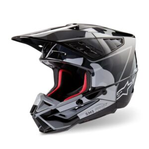 CASCO ALPINESTAR S-M5 ROVER 2 BLACK SILVER GLOSSY