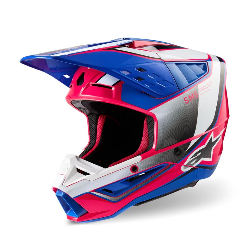 CASCO ALPINESTAR S-M5 SAIL WHITE DIVA PINK ENAMEL BLUE GL