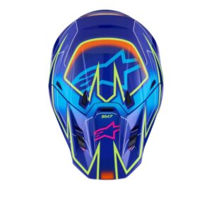 CASCO ALPINESTAR S-M7 CAST BLUE PINK YELLOW FLUO GLOSSY