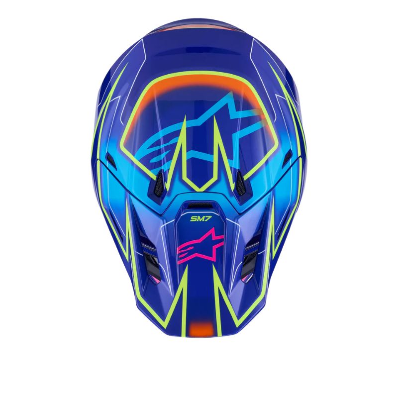 CASCO ALPINESTAR S-M7 CAST BLUE PINK YELLOW FLUO GLOSSY