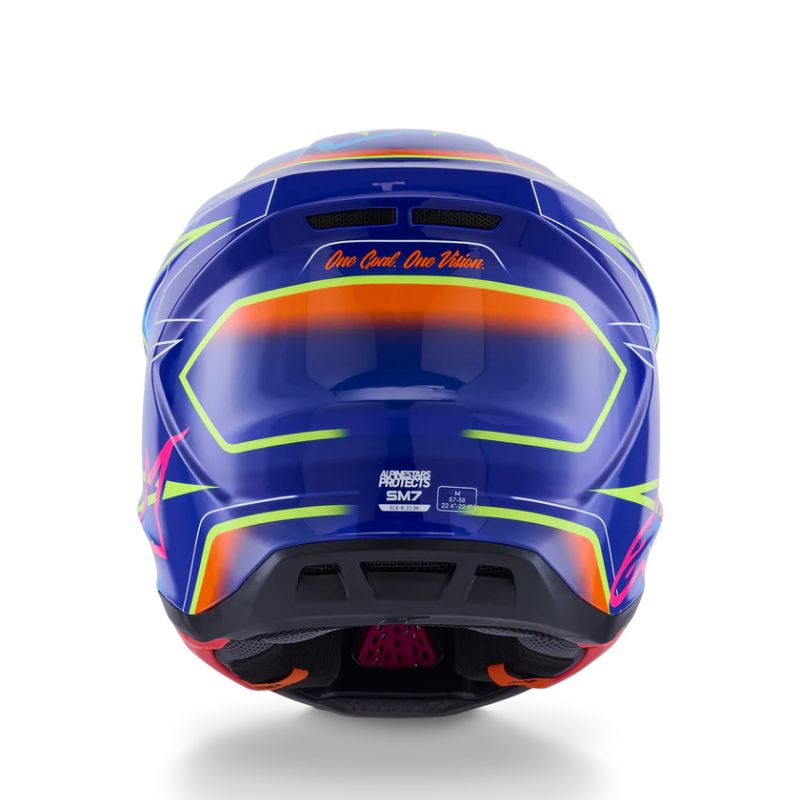 CASCO ALPINESTAR S-M7 CAST BLUE PINK YELLOW FLUO GLOSSY