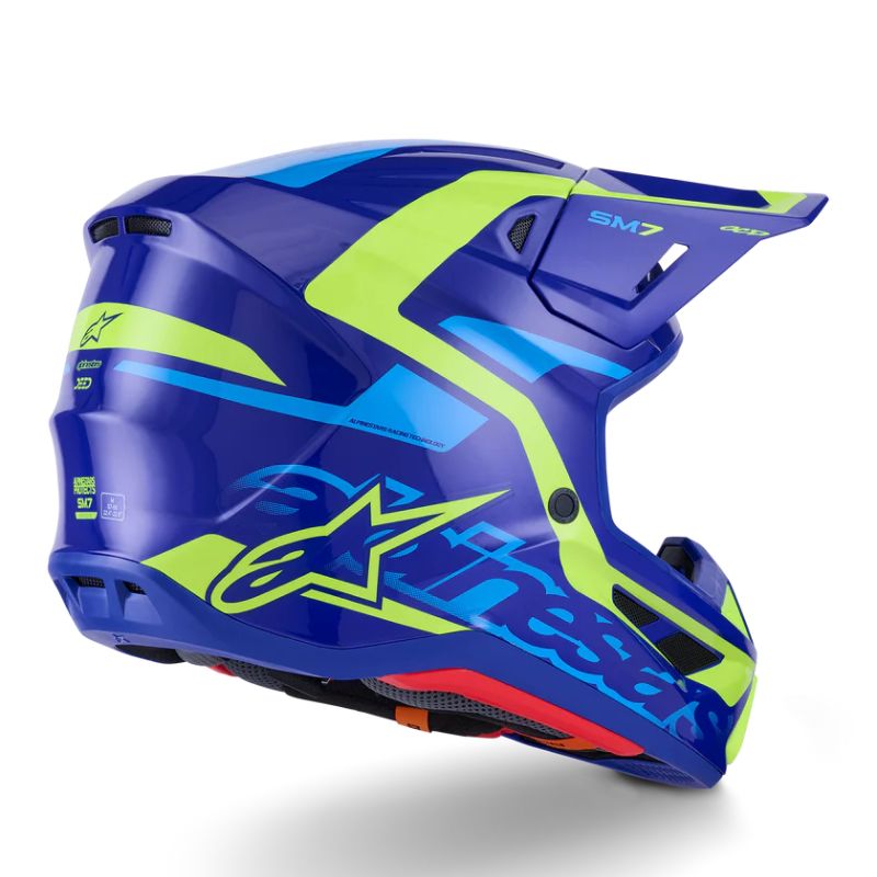 CASCO ALPINESTAR S-M7 DEED BLUE YELLOW FLUO GLOSS