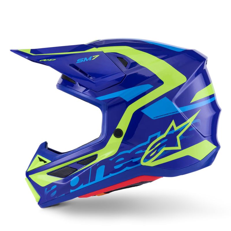 CASCO ALPINESTAR S-M7 DEED BLUE YELLOW FLUO GLOSS