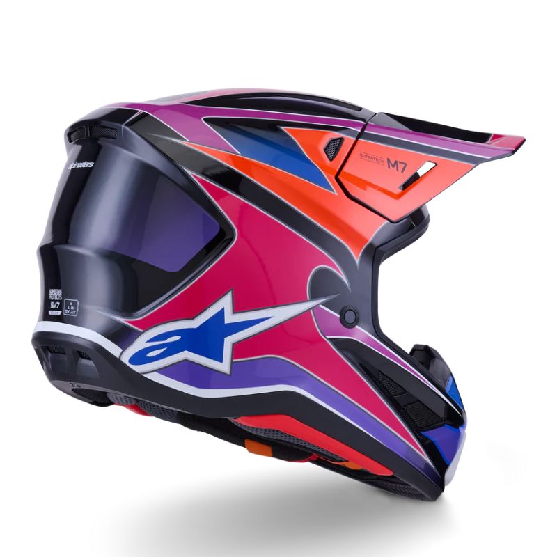 CASCO ALPINESTAR S-M7 FUSE BLUE PURPLE PINK GLOSS
