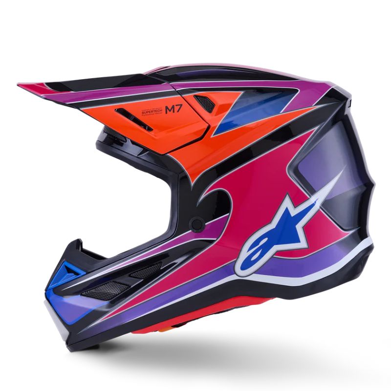 CASCO ALPINESTAR S-M7 FUSE BLUE PURPLE PINK GLOSS