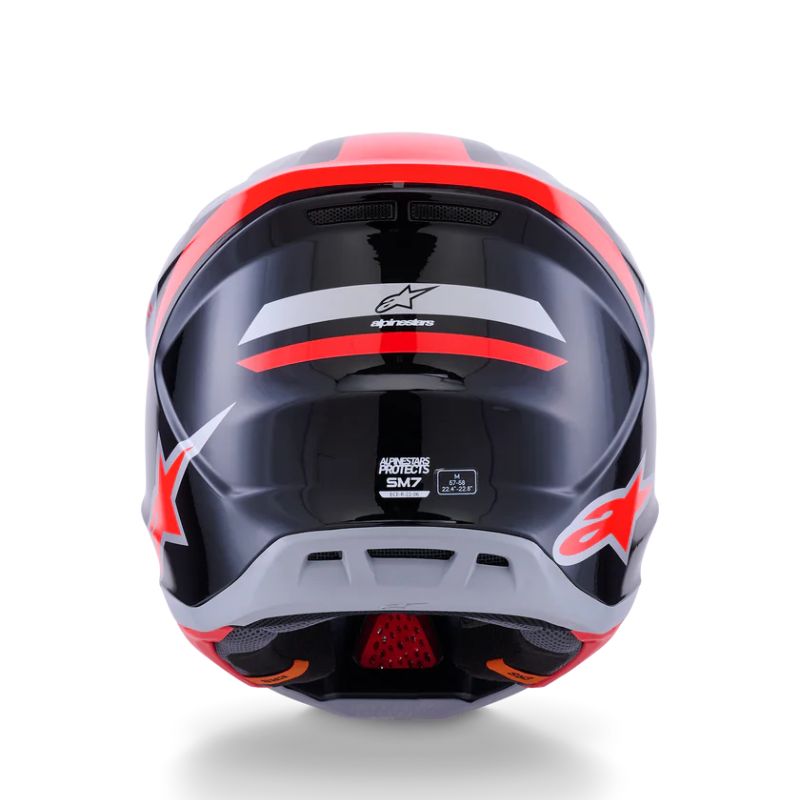CASCO ALPINESTAR S-M7 RISE BLACK SILVER RED FLUO GLOSSY
