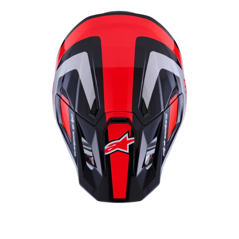 CASCO ALPINESTAR S-M7 RISE BLACK SILVER RED FLUO GLOSSY
