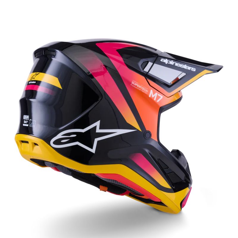 CASCO ALPINESTAR S-M7 RISE BLACK YELLOW PINK GLOSSY