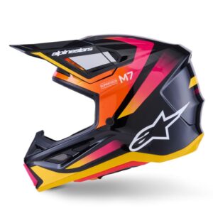 CASCO ALPINESTAR S-M7 RISE BLACK YELLOW PINK GLOSSY