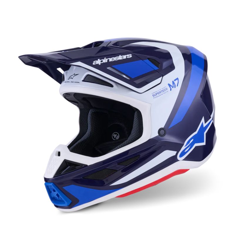 CASCO ALPINESTAR S-M7 RISE BLUE WHITE GLOSSY