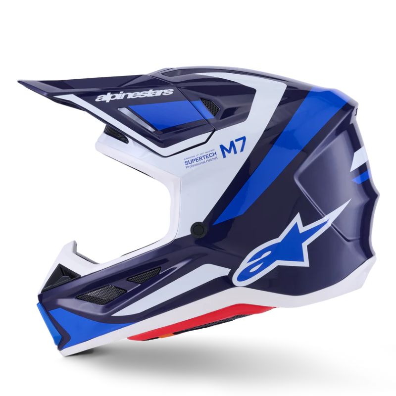 CASCO ALPINESTAR S-M7 RISE BLUE WHITE GLOSSY