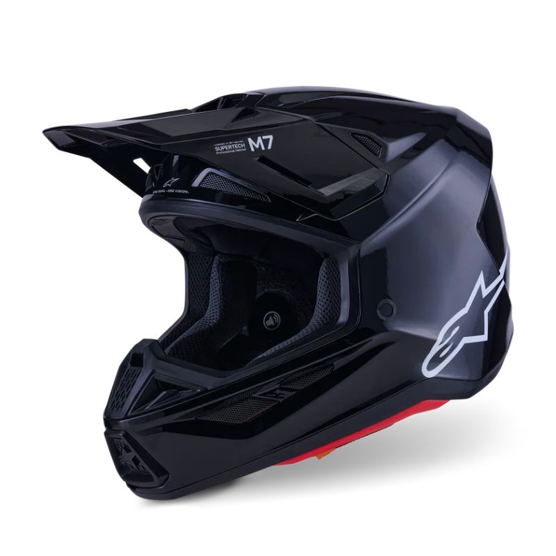 CASCO ALPINESTAR S-M7 SOLID BLACK GLOSSY