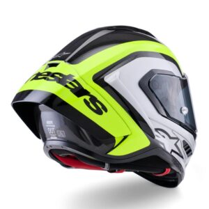 CASCO ALPINESTAR SUPERTECH  R10 ARIUS BLACK SILVER YELLOW FLUO GLOSSY