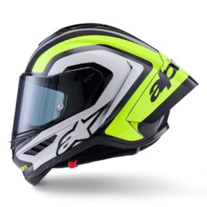 CASCO ALPINESTAR SUPERTECH  R10 ARIUS BLACK SILVER YELLOW FLUO GLOSSY
