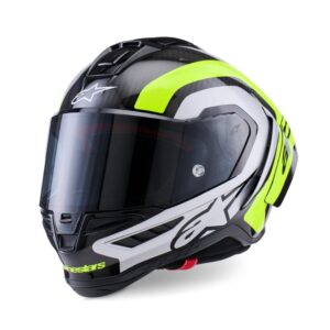 CASCO ALPINESTAR SUPERTECH  R10 ARIUS BLACK SILVER YELLOW FLUO GLOSSY