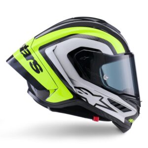 CASCO ALPINESTAR SUPERTECH  R10 ARIUS BLACK SILVER YELLOW FLUO GLOSSY