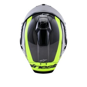 CASCO ALPINESTAR SUPERTECH  R10 ARIUS BLACK SILVER YELLOW FLUO GLOSSY