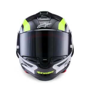 CASCO ALPINESTAR SUPERTECH  R10 ARIUS BLACK SILVER YELLOW FLUO GLOSSY