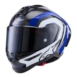 CASCO ALPINESTAR SUPERTECH  R10 ARIUS BLACK WHITE BLUE GLOSSY