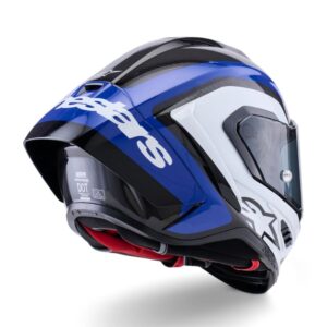CASCO ALPINESTAR SUPERTECH  R10 ARIUS BLACK WHITE BLUE GLOSSY
