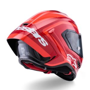 CASCO ALPINESTAR SUPERTECH  R10 ARIUS BLACK WHITE DOUBLE RED GLOSSY