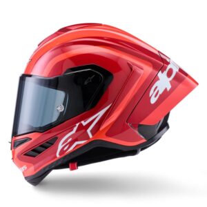 CASCO ALPINESTAR SUPERTECH  R10 ARIUS BLACK WHITE DOUBLE RED GLOSSY