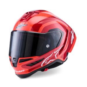 CASCO ALPINESTAR SUPERTECH  R10 ARIUS BLACK WHITE DOUBLE RED GLOSSY