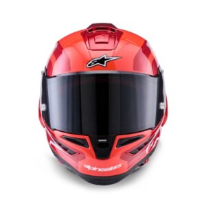 CASCO ALPINESTAR SUPERTECH  R10 ARIUS BLACK WHITE DOUBLE RED GLOSSY