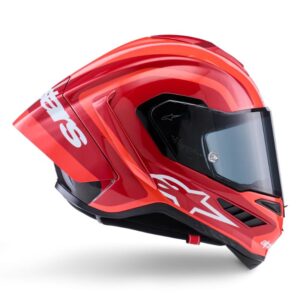 CASCO ALPINESTAR SUPERTECH  R10 ARIUS BLACK WHITE DOUBLE RED GLOSSY