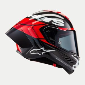 CASCO ALPINESTAR SUPERTECH R10 ELEMENT BLACK BARBON BRIGHT RED WHITE GLOSSY
