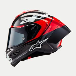 CASCO ALPINESTAR SUPERTECH R10 ELEMENT BLACK BARBON BRIGHT RED WHITE GLOSSY