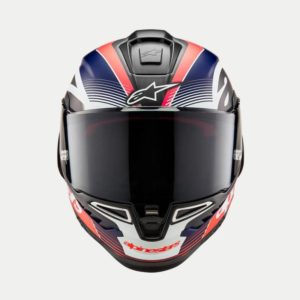 CASCO ALPINESTAR SUPERTECH R10 TEAM BLACK CARBON RED FLUO BLUE MATE