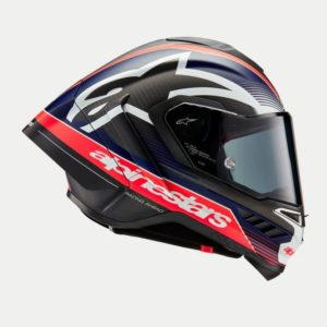 CASCO ALPINESTAR SUPERTECH R10 TEAM BLACK CARBON RED FLUO BLUE MATE