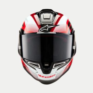 CASCO ALPINESTAR SUPERTECH R10 TEAM BLACK CARBON RED WHITE GLOSSY