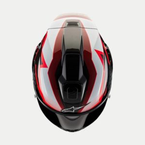 CASCO ALPINESTAR SUPERTECH R10 TEAM BLACK CARBON RED WHITE GLOSSY