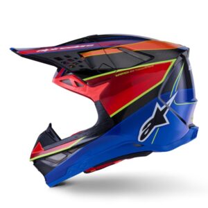 CASCO ALPINESTAR SUPERTECH S-M10 ERA BLUE RED YELLOW FLUO GLOSSY